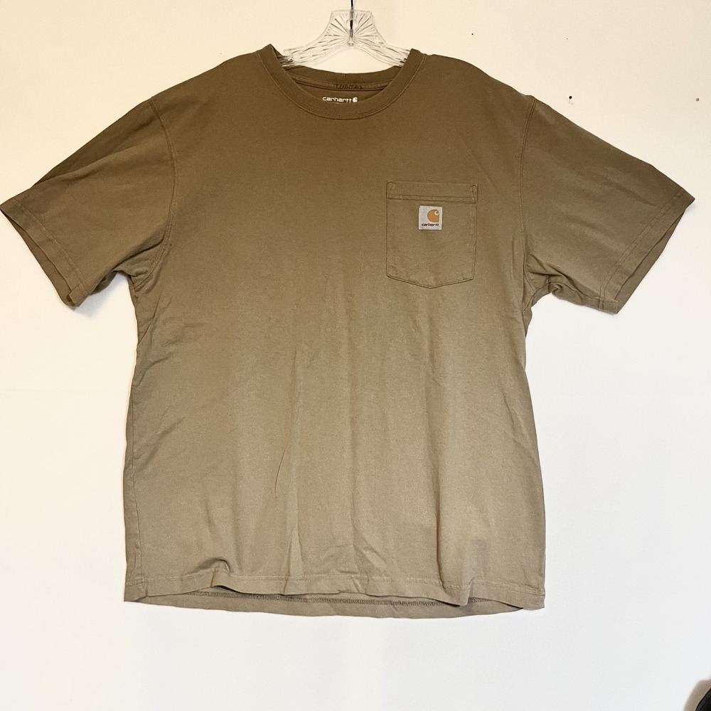 Carhartt K87 Mens T-Shirt Brown Large Loose Fit Heavyweight Pocket Tee L
